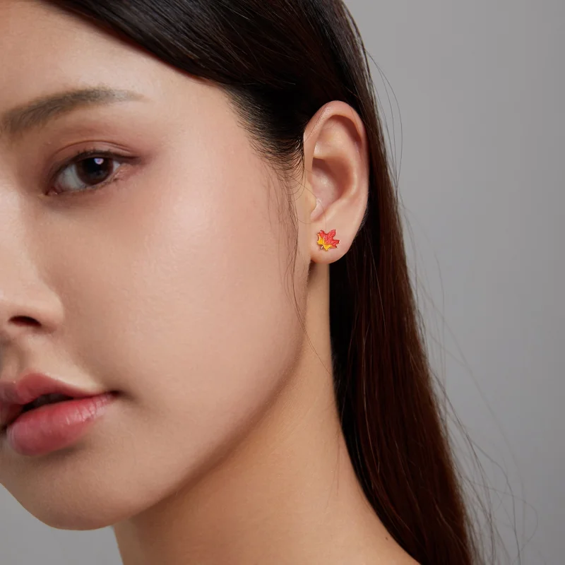 (imagem para) Pandora Style Autumn - Maple Leaf Stud Earrings - SCE1244 - Visualizar 4
