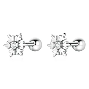 (imagem para) Pandora Style Beautiful Snowflakes Stud Earrings - BSE529