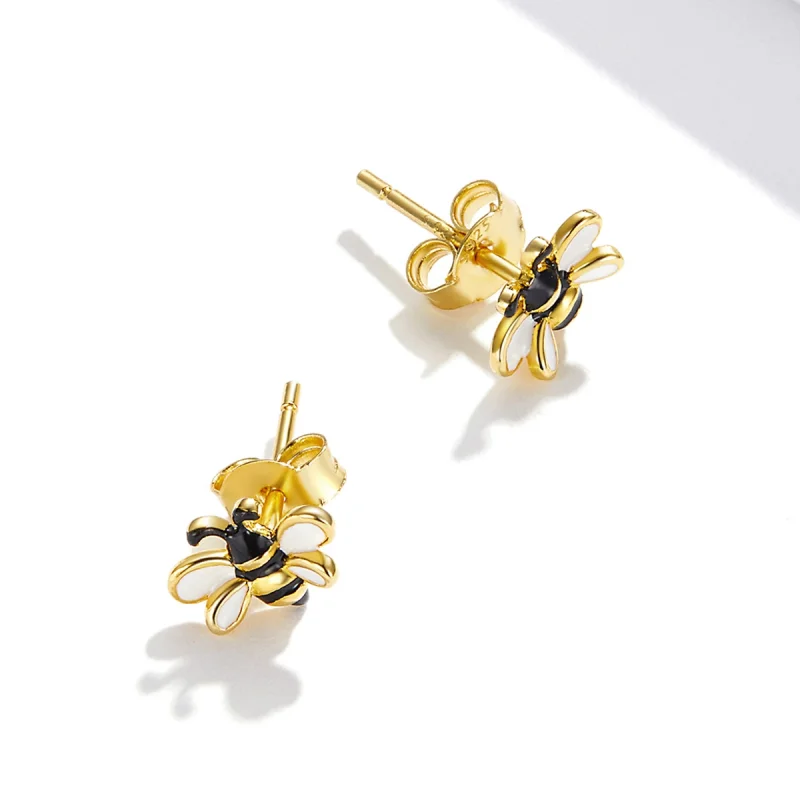 (imagem para) Pandora Style Bee Stud Earrings - SCE1182 - Visualizar 2