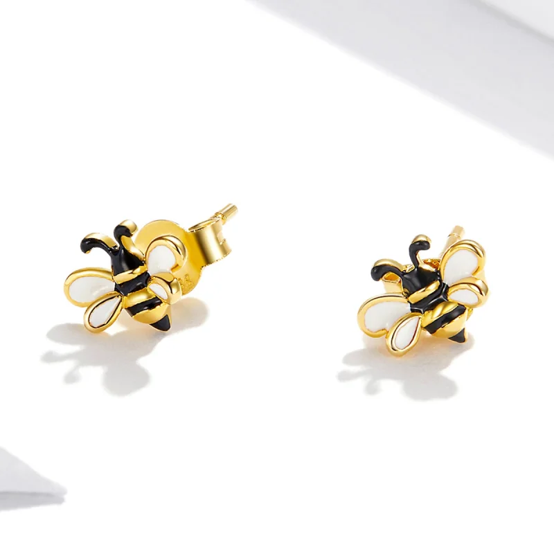 (imagem para) Pandora Style Bee Stud Earrings - SCE1182 - Visualizar 3