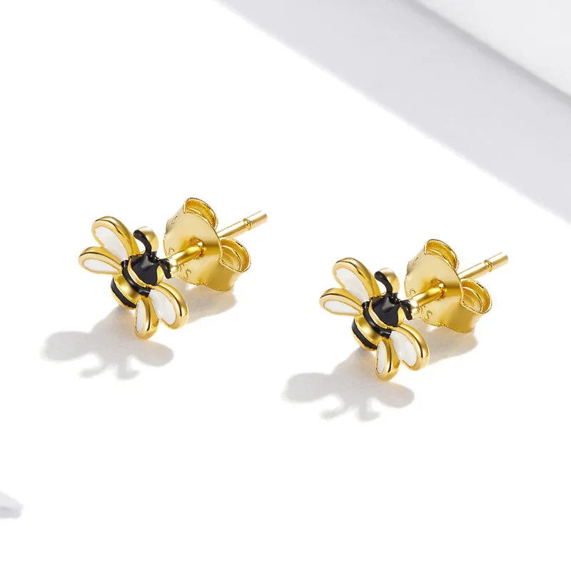 (imagem para) Pandora Style Bee Stud Earrings - SCE1182 - Visualizar 4