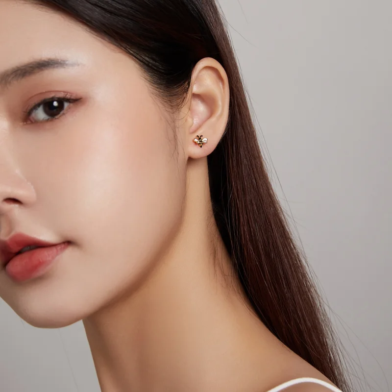 (imagem para) Pandora Style Bee Stud Earrings - SCE1182 - Visualizar 6