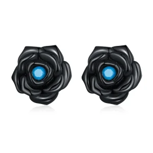 (imagem para) Pandora Style Black Rose Stud Earrings - SCE1401