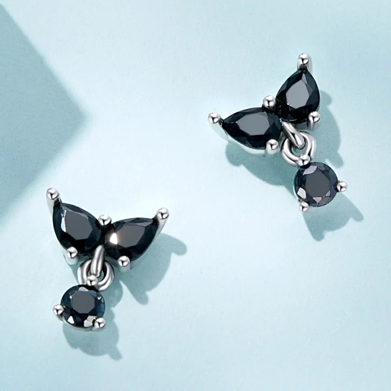 (imagem para) Pandora Style Black Zircon Stud Earrings - SCE1507 - Visualizar 2