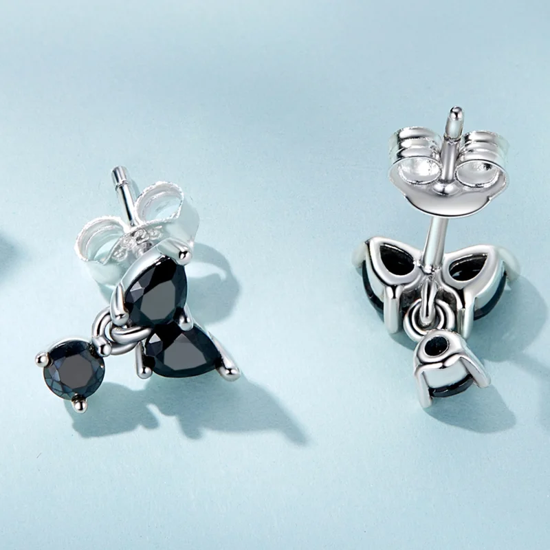 (imagem para) Pandora Style Black Zircon Stud Earrings - SCE1507 - Visualizar 3