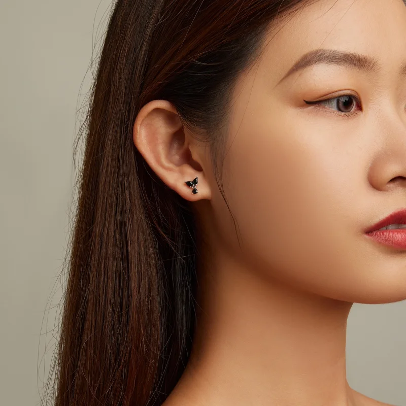 (imagem para) Pandora Style Black Zircon Stud Earrings - SCE1507 - Visualizar 4