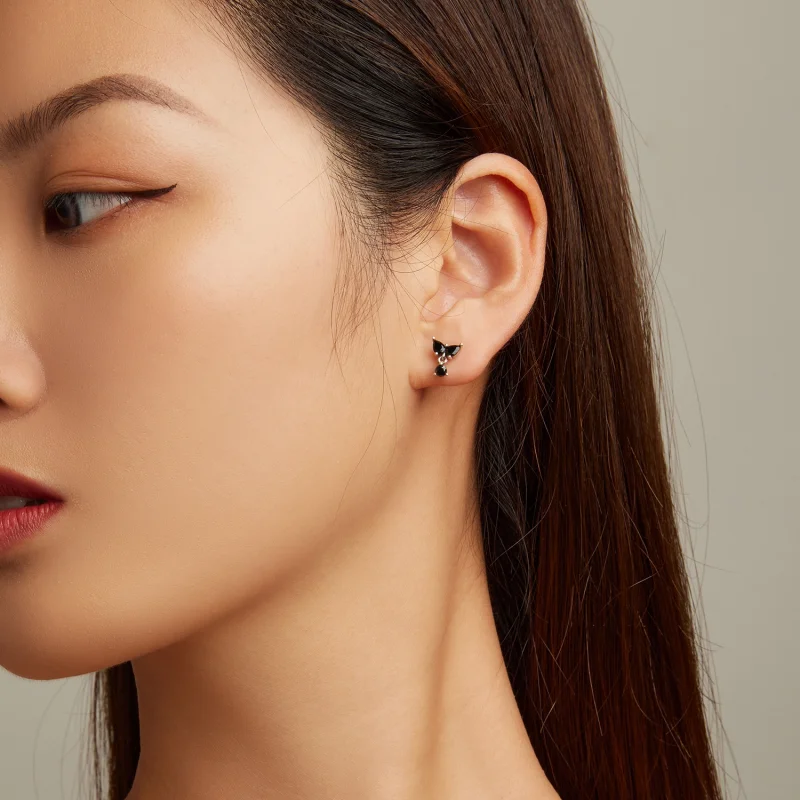 (imagem para) Pandora Style Black Zircon Stud Earrings - SCE1507 - Visualizar 6