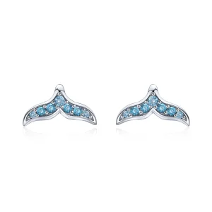 (imagem para) Pandora Style Blue Fishtail Stud Earrings - BSE058