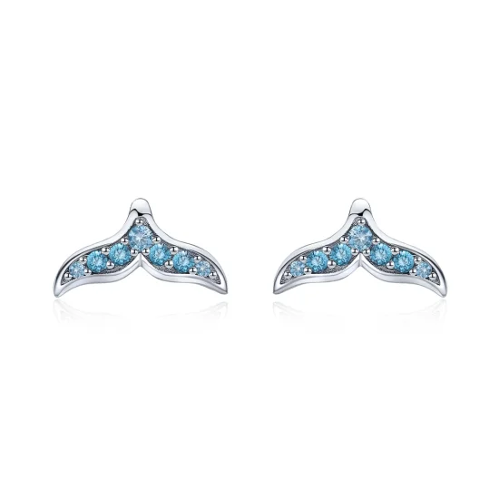 (imagem para) Pandora Style Blue Fishtail Stud Earrings - BSE058
