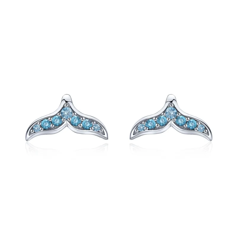 (imagem para) Pandora Style Blue Fishtail Stud Earrings - BSE058