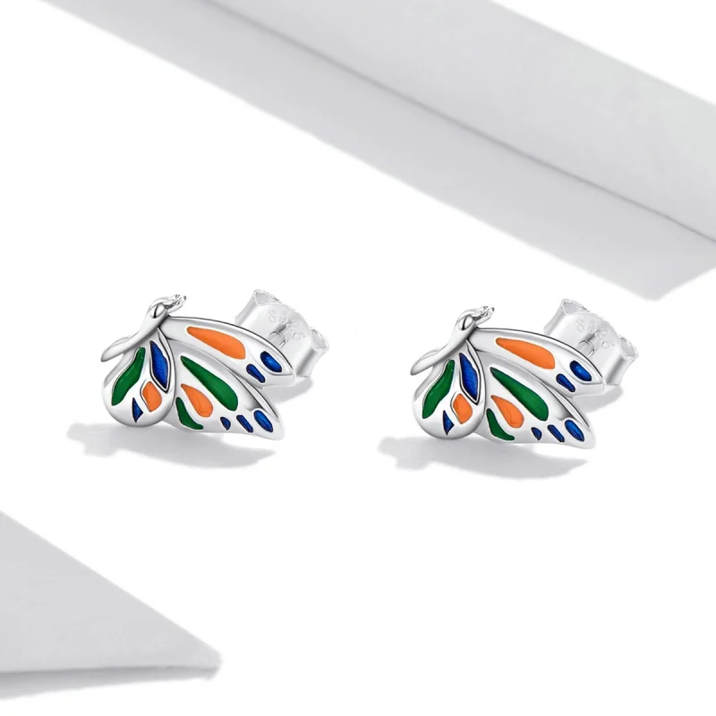 (imagem para) Pandora Style Brilliant Butterfly Stud Earrings - SCE1359 - Visualizar 2