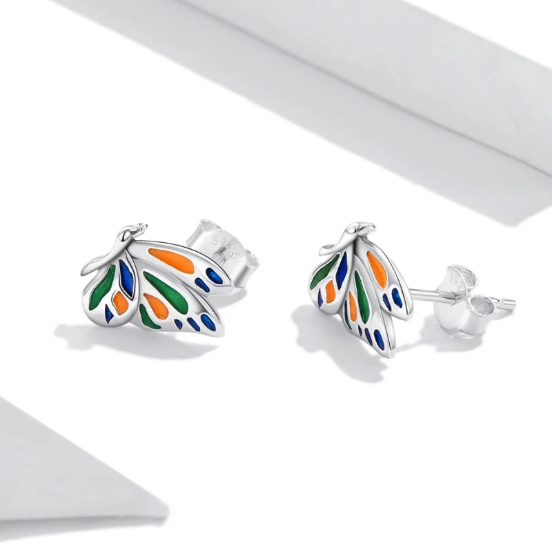 (imagem para) Pandora Style Brilliant Butterfly Stud Earrings - SCE1359 - Visualizar 3
