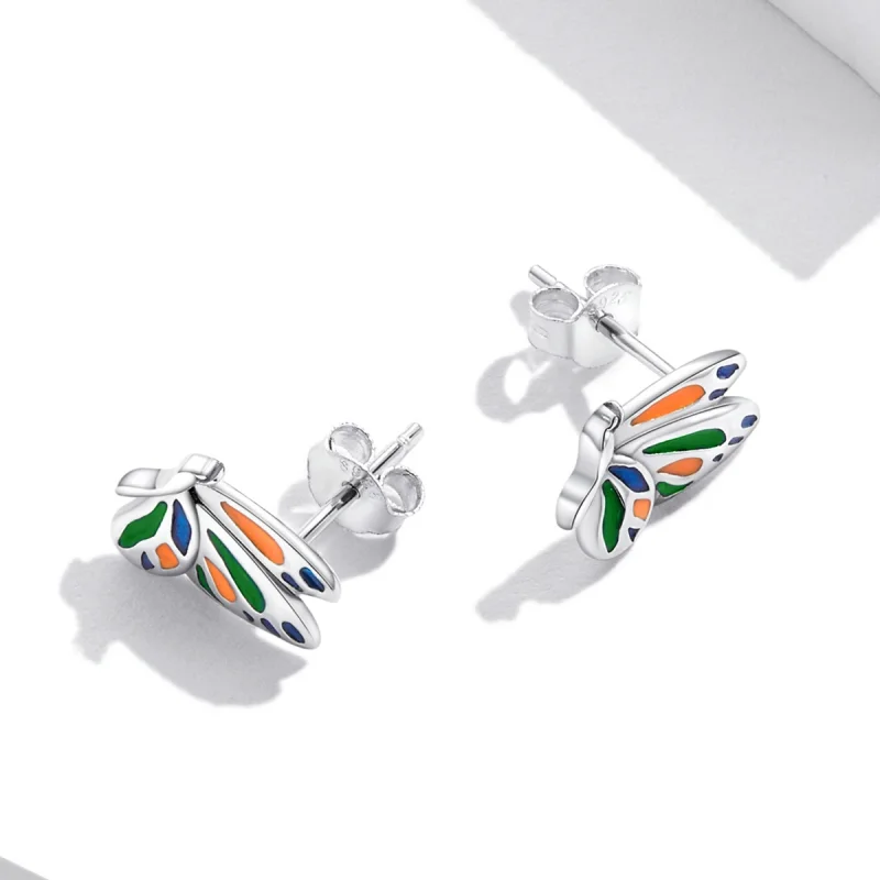 (imagem para) Pandora Style Brilliant Butterfly Stud Earrings - SCE1359 - Visualizar 4