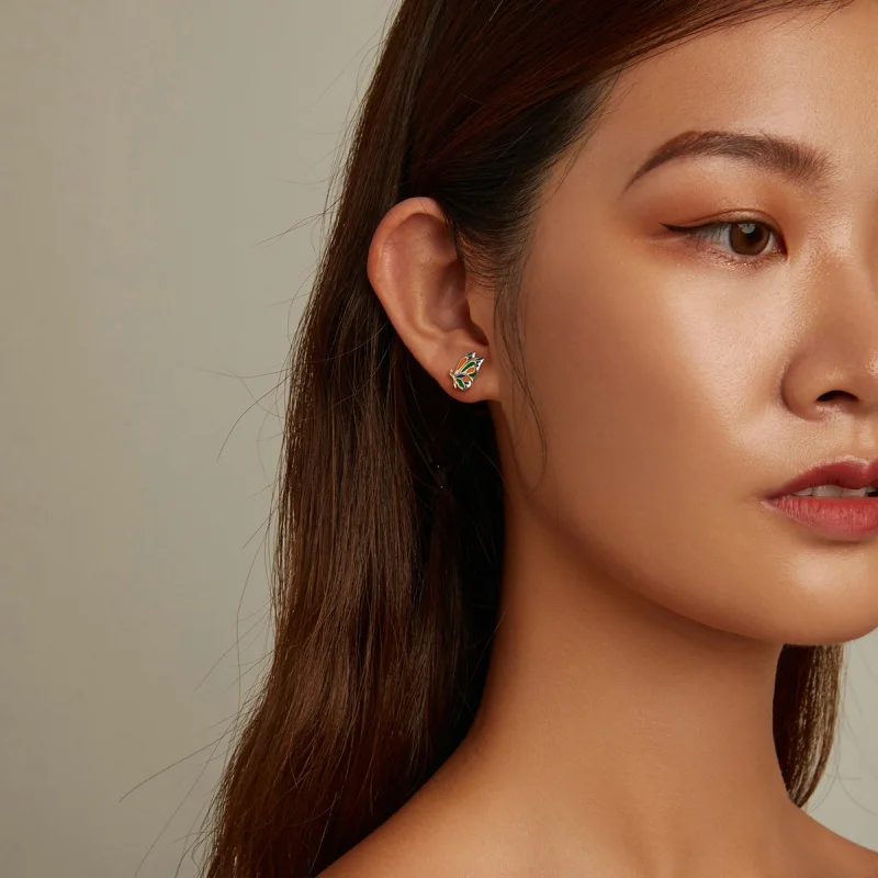 (imagem para) Pandora Style Brilliant Butterfly Stud Earrings - SCE1359 - Visualizar 5