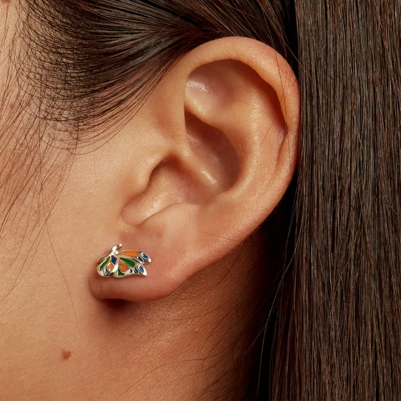 (imagem para) Pandora Style Brilliant Butterfly Stud Earrings - SCE1359 - Visualizar 6