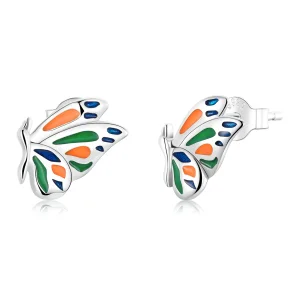 (imagem para) Pandora Style Brilliant Butterfly Stud Earrings - SCE1359