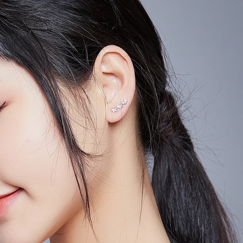 (imagem para) Pandora Style Butterfly Fly Stud Earrings - BSE377 - Visualizar 6