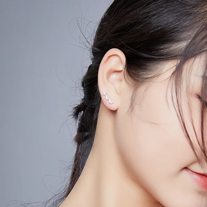 (imagem para) Pandora Style Butterfly Fly Stud Earrings - BSE377 - Visualizar 8