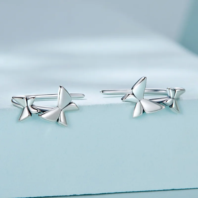 (imagem para) Pandora Style Butterfly Stud Earrings - SCE1501 - Visualizar 2