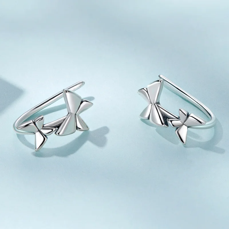 (imagem para) Pandora Style Butterfly Stud Earrings - SCE1501 - Visualizar 3