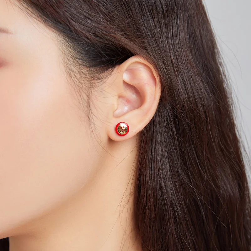 (imagem para) Pandora Style Button Stud Earrings - SCE1060 - Visualizar 3