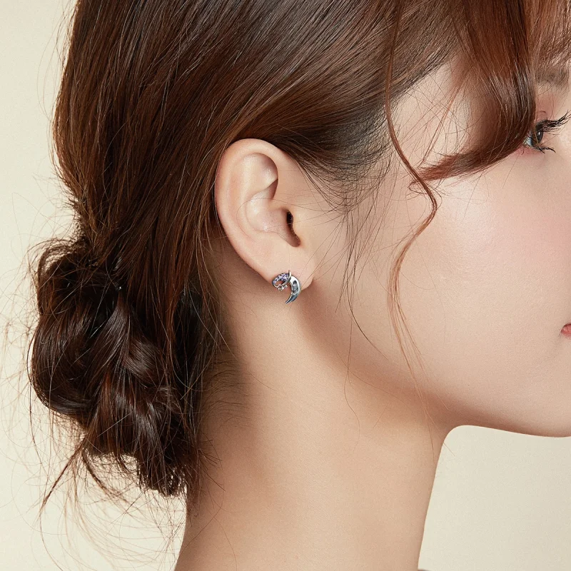 (imagem para) Pandora Style Cartoon Moon Stud Earrings - SCE954 - Visualizar 7