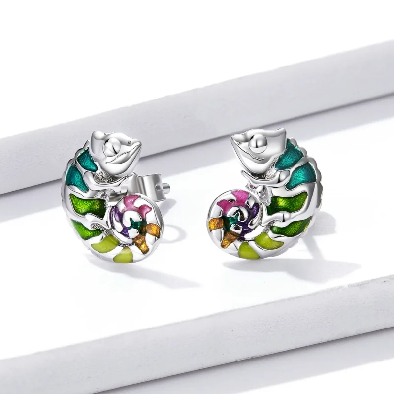 (imagem para) Pandora Style Chameleon Stud Earrings - BSE587 - Visualizar 2