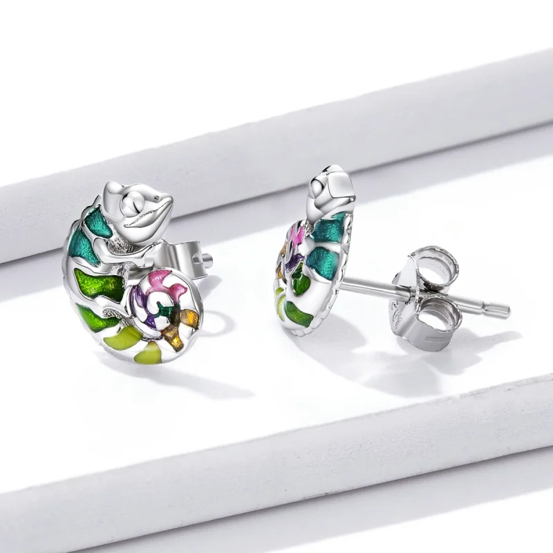 (imagem para) Pandora Style Chameleon Stud Earrings - BSE587 - Visualizar 3