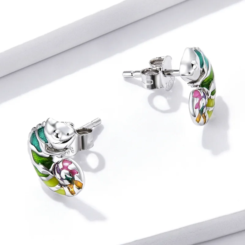 (imagem para) Pandora Style Chameleon Stud Earrings - BSE587 - Visualizar 4