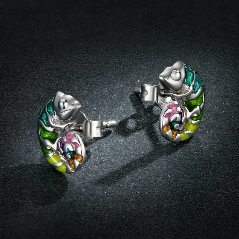 (imagem para) Pandora Style Chameleon Stud Earrings - BSE587 - Visualizar 5