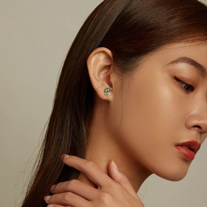 (imagem para) Pandora Style Chameleon Stud Earrings - BSE587 - Visualizar 7