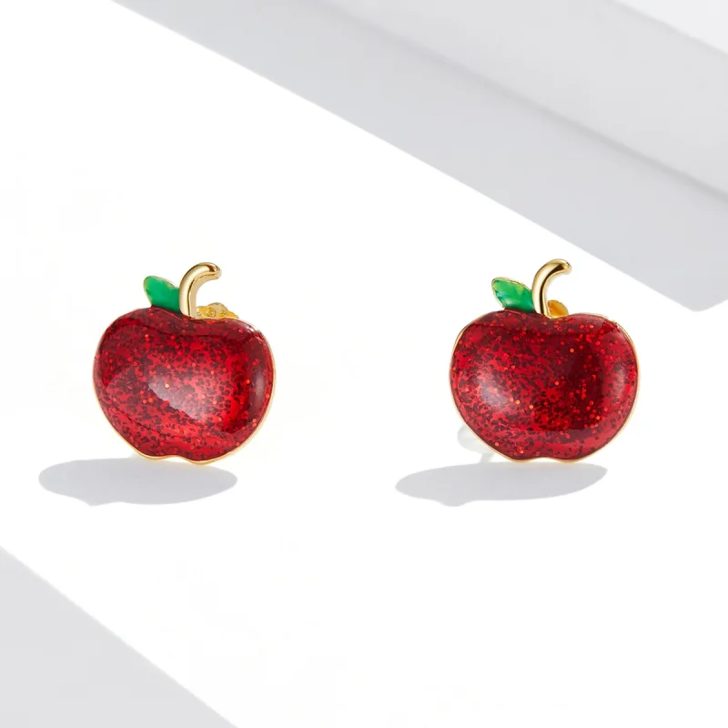 (imagem para) Pandora Style Christmas Apples Stud Earrings - SCE1314 - Visualizar 2