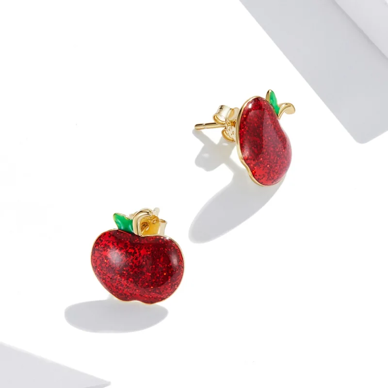 (imagem para) Pandora Style Christmas Apples Stud Earrings - SCE1314 - Visualizar 4