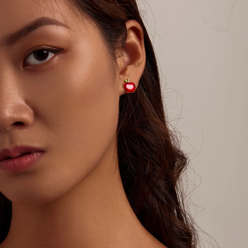 (imagem para) Pandora Style Christmas Apples Stud Earrings - SCE1314 - Visualizar 5