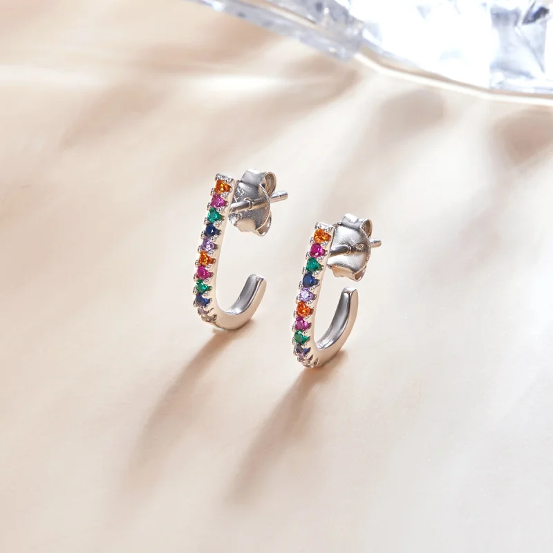 (imagem para) Pandora Style Christmas Cane Stud Earrings - SCE1167-A - Visualizar 3