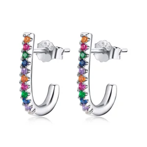 (imagem para) Pandora Style Christmas Cane Stud Earrings - SCE1167-A