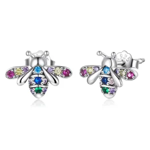 (imagem para) Pandora Style Colorful Bee Stud Earrings - BSE559