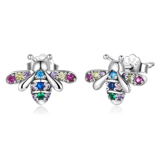 (imagem para) Pandora Style Colorful Bee Stud Earrings - BSE559