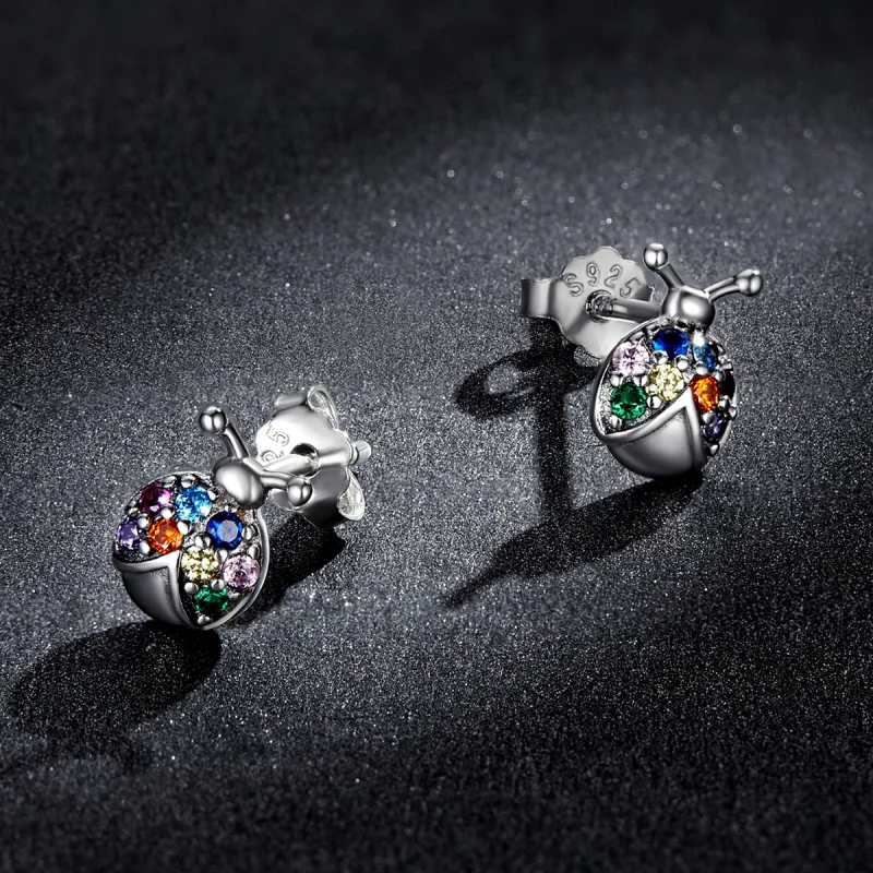 (imagem para) Pandora Style Colorful Beetle Stud Earrings - BSE560 - Visualizar 5