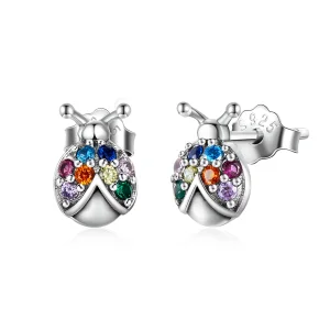(imagem para) Pandora Style Colorful Beetle Stud Earrings - BSE560