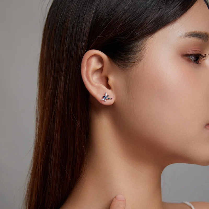 (imagem para) Pandora Style Colorful Dragonfly Stud Earrings - BSE515 - Visualizar 9