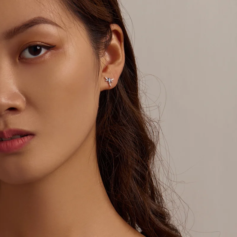 (imagem para) Pandora Style Colorful Dragonfly Stud Earrings - BSE515 - Visualizar 10