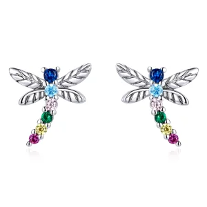 (imagem para) Pandora Style Colorful Dragonfly Stud Earrings - BSE515