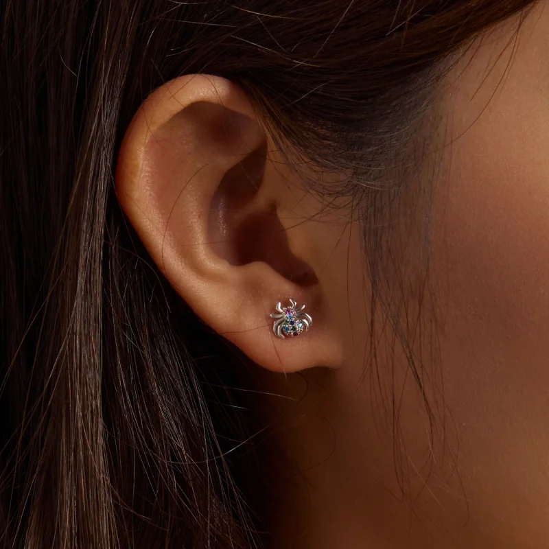 (imagem para) Pandora Style Colorful Spider Stud Earrings - BSE561 - Visualizar 8