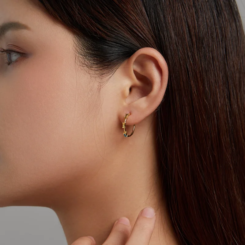 (imagem para) Pandora Style Colorful Zircon Stud Earrings - SCE1211 - Visualizar 3