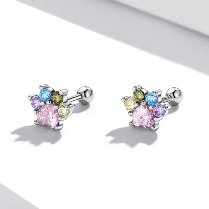 (imagem para) Pandora Style Colorful Zirconium Cute Claws Stud Earrings - SCE1334 - Visualizar 2