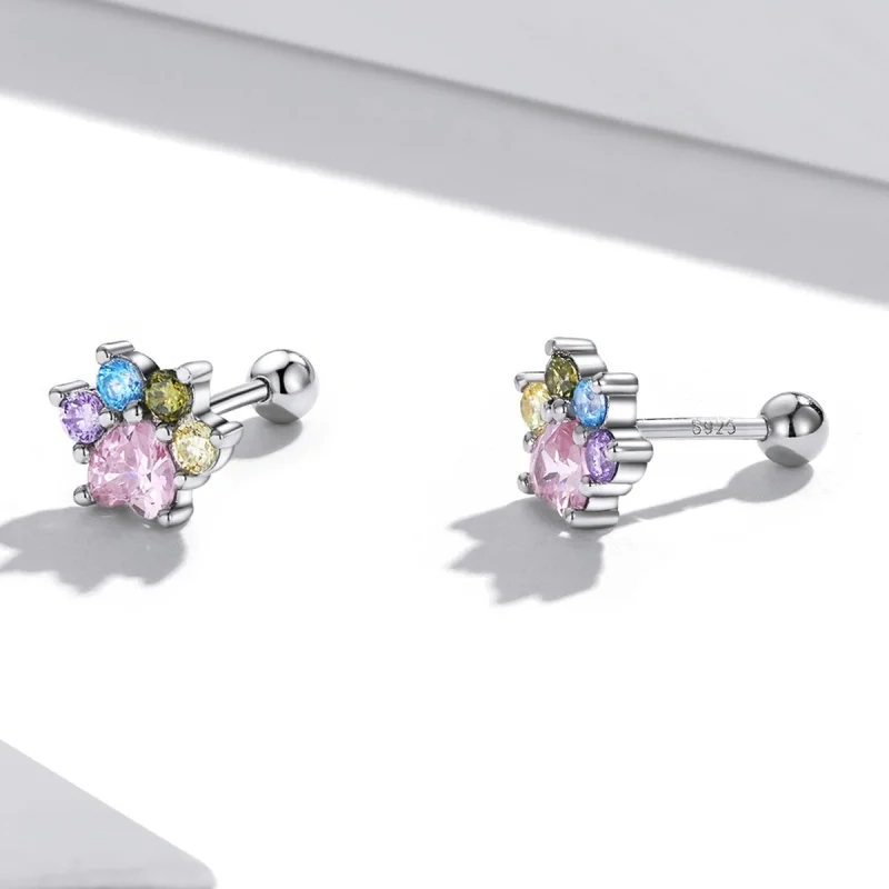 (imagem para) Pandora Style Colorful Zirconium Cute Claws Stud Earrings - SCE1334 - Visualizar 3