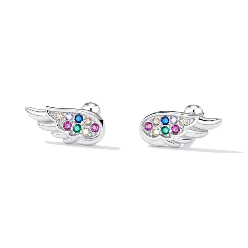 (imagem para) Pandora Style Colorful Zirconium Wings Stud Earrings - SCE1397 - Visualizar 2