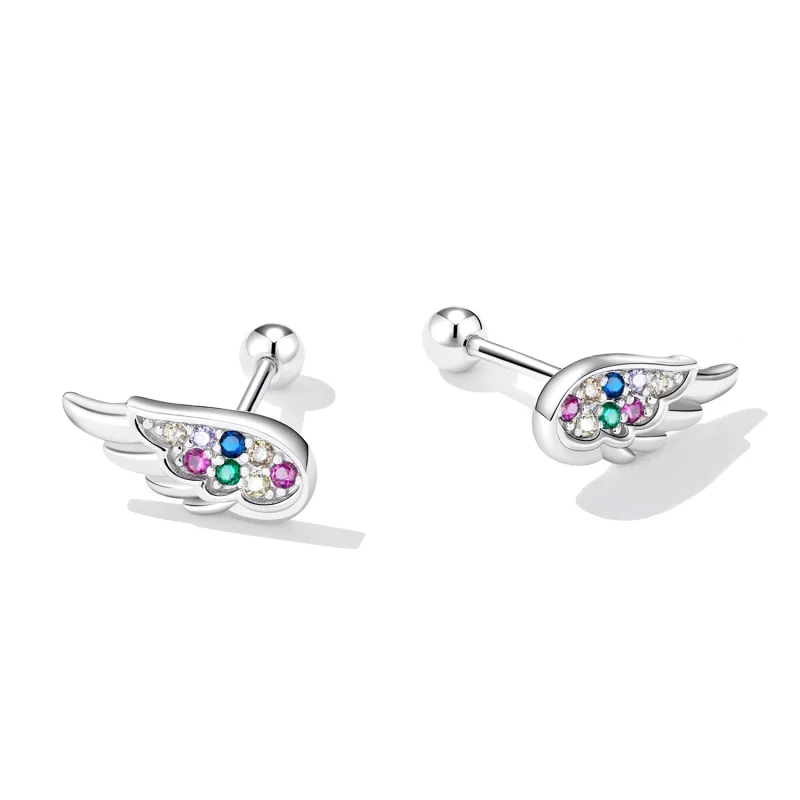 (imagem para) Pandora Style Colorful Zirconium Wings Stud Earrings - SCE1397 - Visualizar 3
