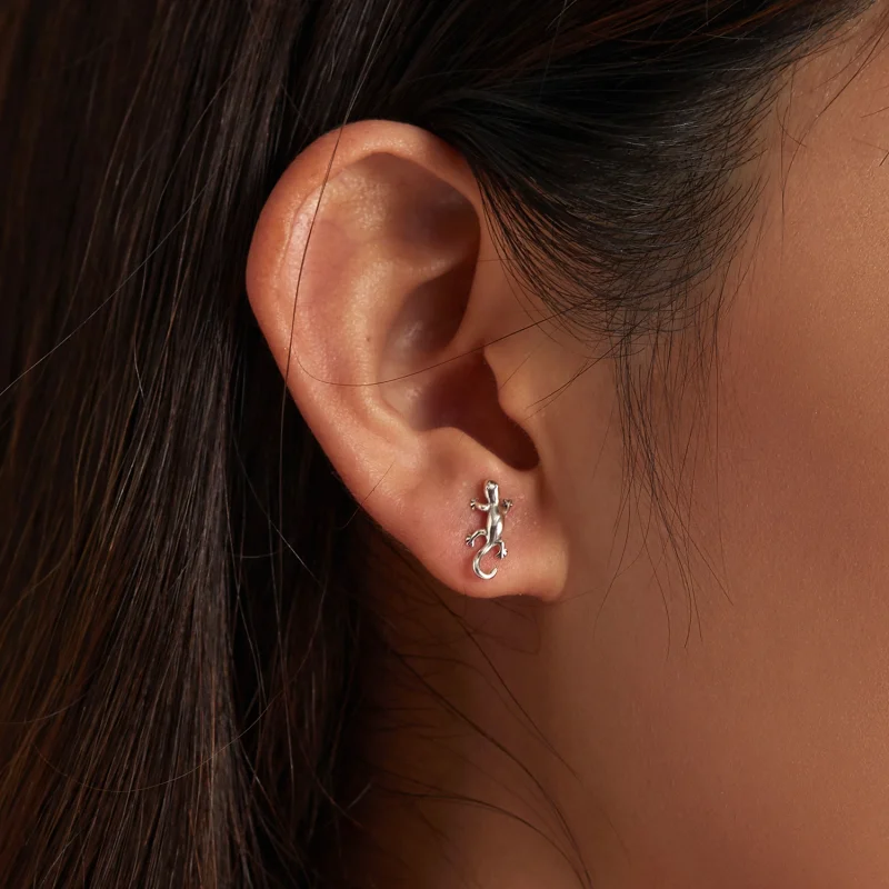 (imagem para) Pandora Style Creative Gecko Stud Earrings - SCE1292 - Visualizar 7